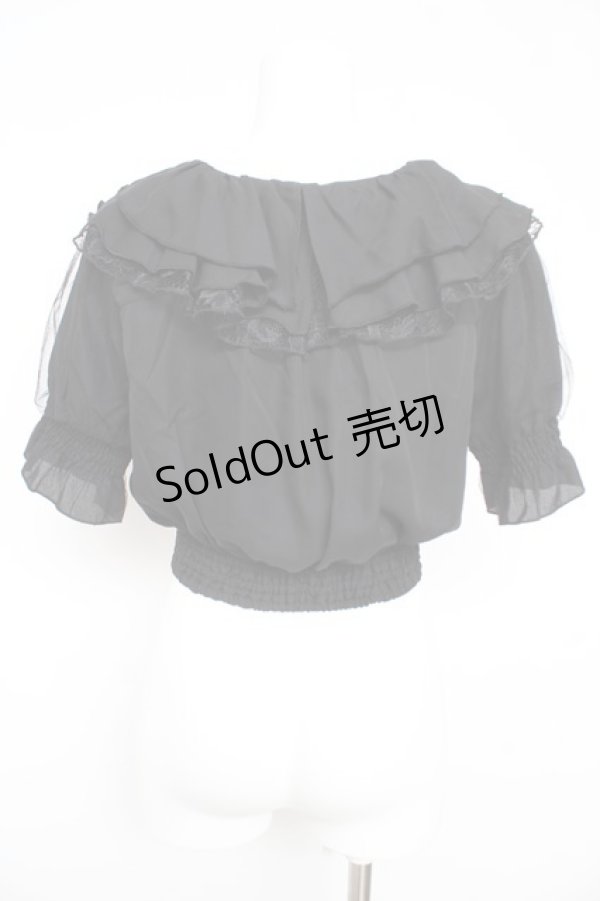 画像2: axes femme POETIQUE / フリルデザインクロップドブラウス M 黒 Y-26-02-21-016-AX-BL-SZ-ZS (2)