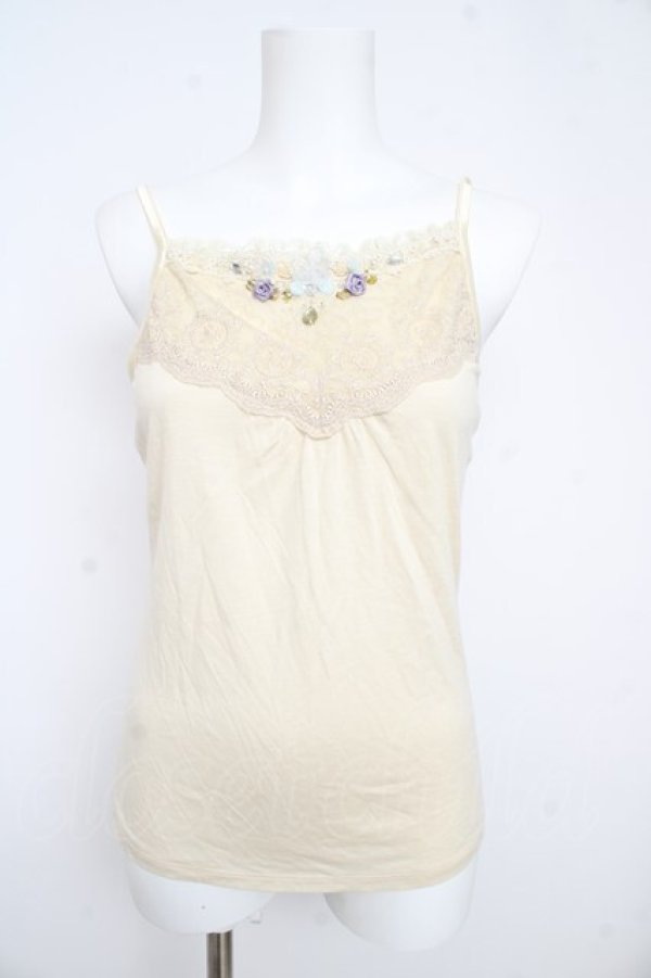 画像1: axes femme / バラ×ビジューキャミ M 生成り Y-26-02-21-019-AX-TO-SZ-ZY (1)