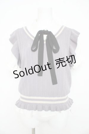 画像: axes femme POETIQUE / チルデンニットベスト付ブラウス  グレー Y-26-02-21-023-AX-TO-SZ-ZS