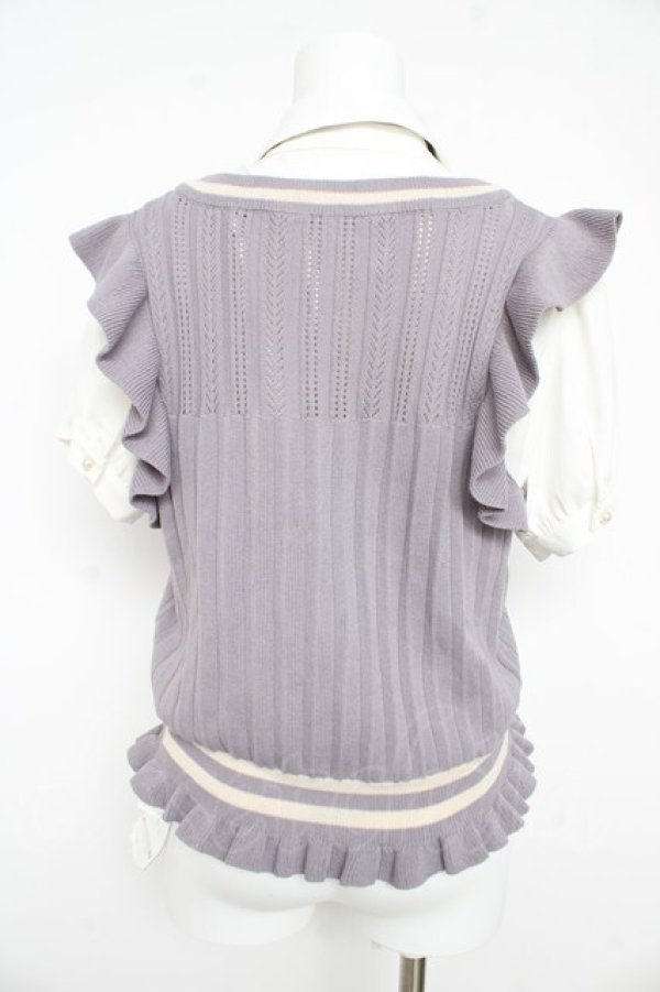 画像2: axes femme POETIQUE / チルデンニットベスト付ブラウス  グレー Y-26-02-21-023-AX-TO-SZ-ZY (2)