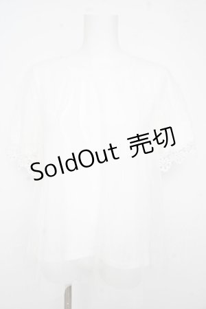 画像: axes femme / レース重ね袖チュールプルオーバー  白 Y-26-02-21-024-AX-TO-SZ-ZS