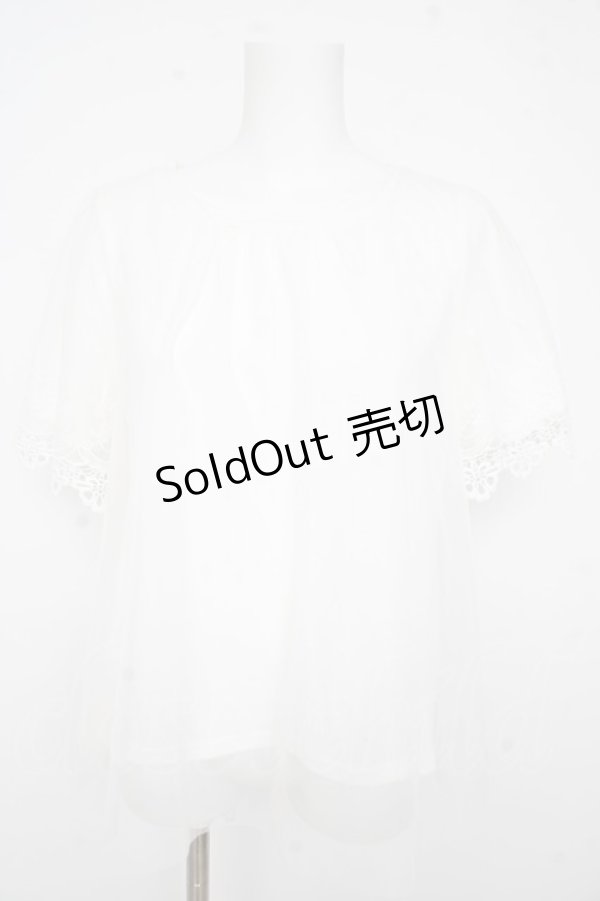 画像1: axes femme / レース重ね袖チュールプルオーバー  白 Y-26-02-21-024-AX-TO-SZ-ZS (1)