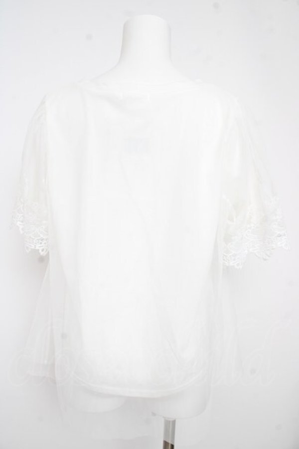 画像2: axes femme / レース重ね袖チュールプルオーバー  白 Y-26-02-21-024-AX-TO-SZ-ZY (2)