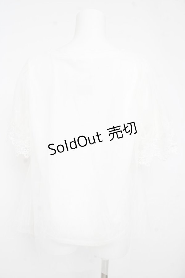 画像2: axes femme / レース重ね袖チュールプルオーバー  白 Y-26-02-21-024-AX-TO-SZ-ZS (2)