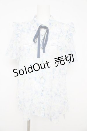 画像: axes femme / 花柄フリルシアーブラウス  サックス Y-26-02-21-028-AX-BL-SZ-ZY