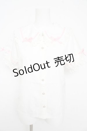 画像: axes femme kawaii / 梯子レース半袖ブラウス  白 Y-26-02-21-029-AX-BL-SZ-ZS