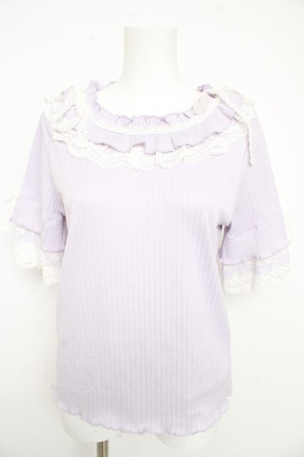 画像1: axes femme / フリル×レースリボンプルオーバー  ラベンダー Y-26-02-21-032-AX-TO-SZ-ZY (1)