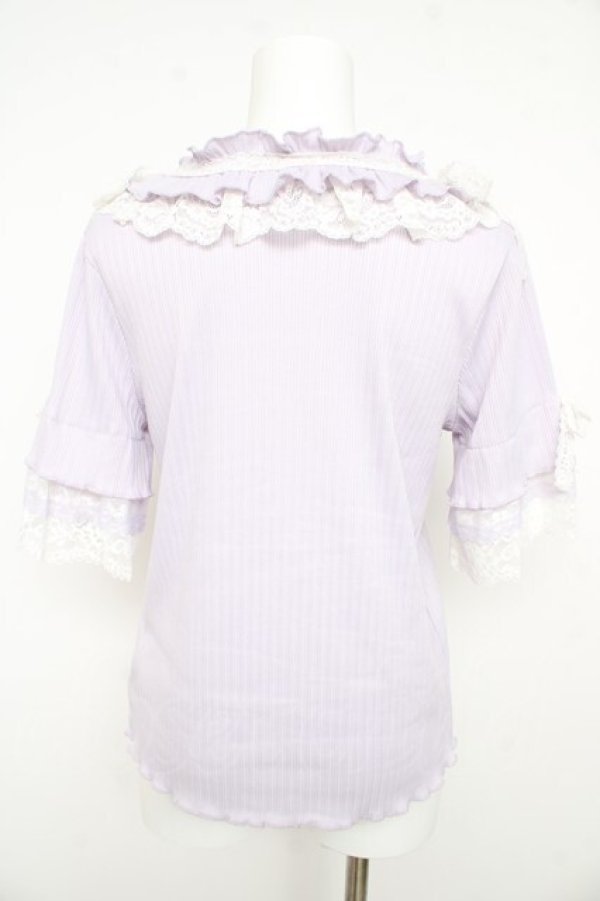 画像2: axes femme / フリル×レースリボンプルオーバー  ラベンダー Y-26-02-21-032-AX-TO-SZ-ZY (2)