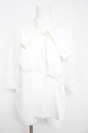 画像: axes femme POETIQUE / ビックリボンスタンド襟ブラウス  白 Y-26-02-21-033-AX-BL-SZ-ZY