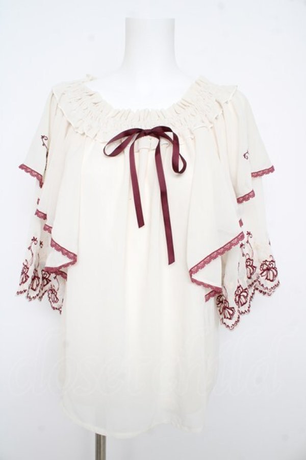 画像1: axes femme / 刺繍入パイピングプルオーバー  生成り Y-26-02-21-034-AX-BL-SZ-ZY (1)