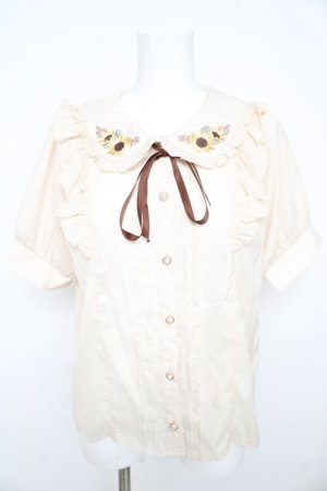 画像: axes femme POETIQUE / ヒマワリブーケ刺繍ブラウス  生成り Y-26-02-21-037-AX-BL-SZ-ZY