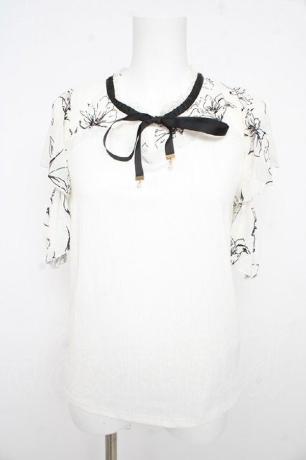 画像1: axes femme / フロッキーチュール切替プルオーバー F 白 Y-26-02-21-039-AX-TO-SZ-ZY (1)