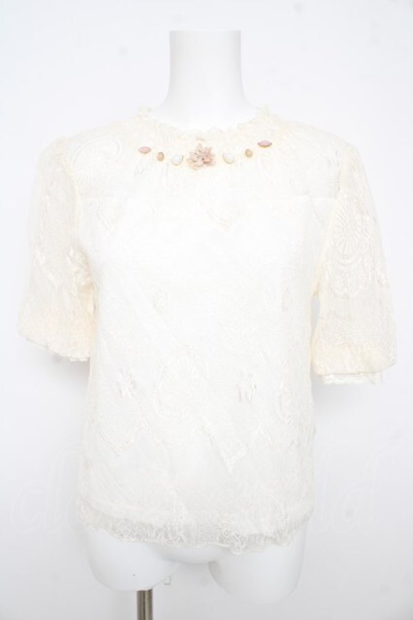 画像1: axes femme / ビーズビスチェ切替レースプルオーバー M 生成り Y-26-02-21-040-AX-TO-SZ-ZY (1)