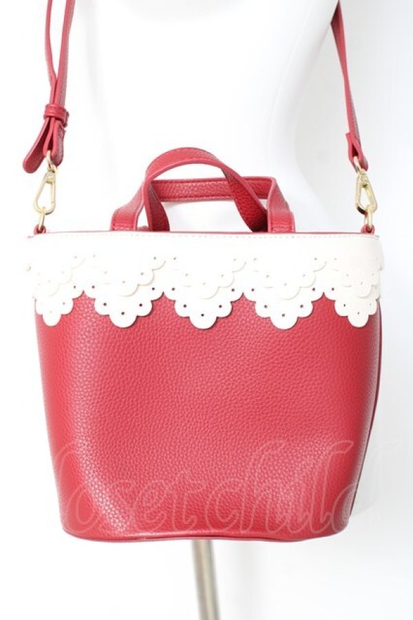 画像1: m petit by misako / AMスカラップ2WAYバッグ  赤 Y-26-02-23-033-LO-BG-SZ-ZY (1)