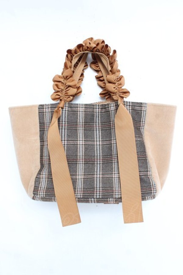 画像1: axes femme / チェック切替ハンドトート  ベージュ Y-26-02-23-035-AX-BG-SZ-ZY (1)