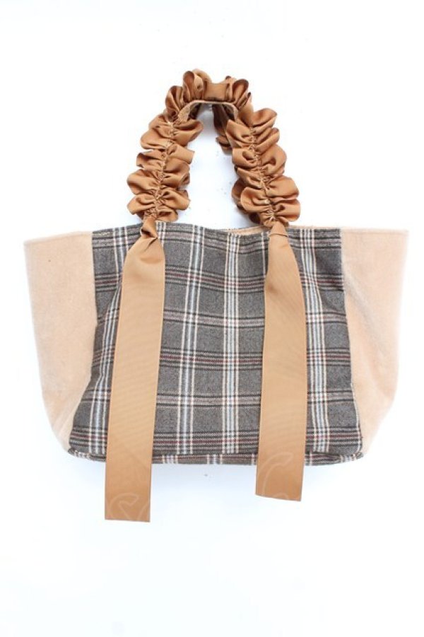 画像2: axes femme / チェック切替ハンドトート  ベージュ Y-26-02-23-035-AX-BG-SZ-ZY (2)