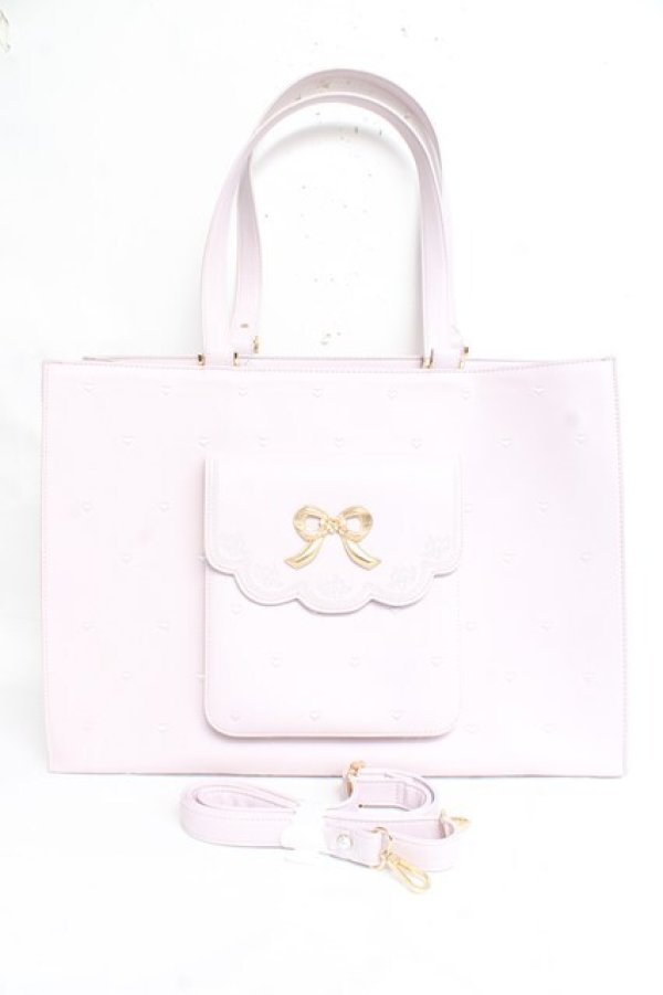 画像1: axes femme POETIQUE / ハート刺繍推し活A3トート  ピンク Y-26-02-23-038-AX-BG-SZ-ZY (1)