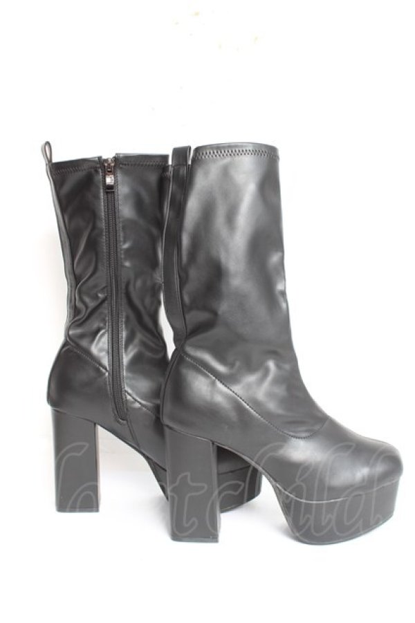 画像4: YOSUKE / 厚底ストレッチブーツ LL 黒 Y-26-02-23-039-PU-SH-SZ-ZY (4)