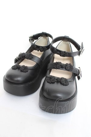 画像: axes femme POETIQUE / チャイナ釦厚底シューズ ｓ 黒 Y-26-02-23-041-AX-SH-SZ-ZY