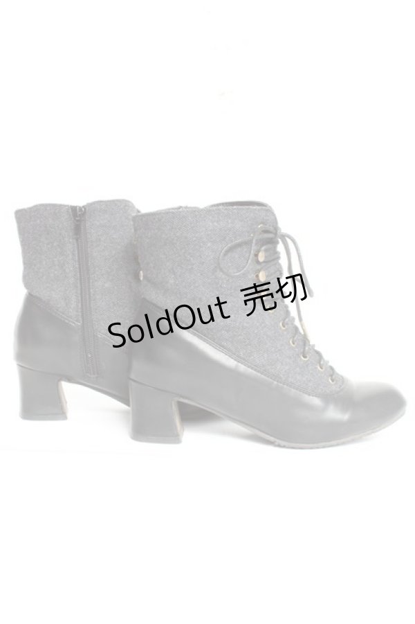 画像4: an another angelus / 細レースアップツイードコンビブーツ M グレー Y-26-02-23-043-CA-SH-SZ-ZY (4)