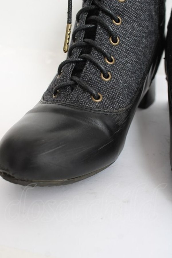 画像6: an another angelus / 細レースアップツイードコンビブーツ M グレー Y-26-02-23-043-CA-SH-SZ-ZY (6)
