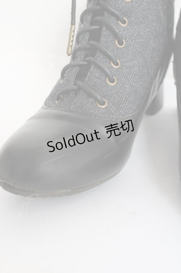 画像6: an another angelus / 細レースアップツイードコンビブーツ M グレー Y-26-02-23-043-CA-SH-SZ-ZY (6)