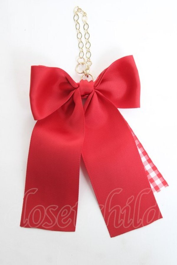 画像2: ｍ petit by misako / ギンガムチェックリボンバッグチャーム  赤 Y-26-02-23-008-LO-ZA-SZ-ZY (2)