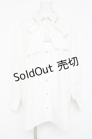 画像: axes femme / バイカラーリボンシャツ  白 Y-26-02-23-054-AX-BL-SZ-ZY