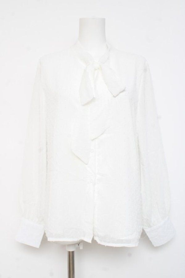 画像1: axes femme / ボウタイドビーブラウス  オフシロ Y-26-02-23-057-AX-BL-IG-ZY (1)
