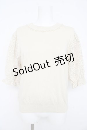 画像: axes femme / レーススリーブ半袖ニット  ベージュ Y-26-02-23-061-AX-TO-IG-ZY