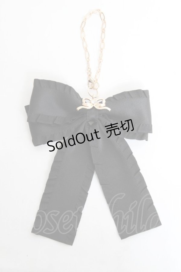 画像1: ｍ petit by misako / リボンバッグチャーム  黒 Y-26-02-23-010-LO-ZA-SZ-ZT636-F005 (1)