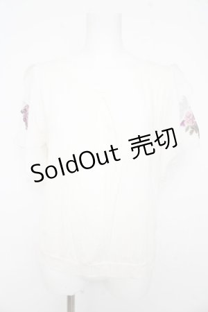 画像: axes femme / 袖花刺繍リブプルオーバー M シロ Y-26-02-23-062-AX-TO-IG-ZY