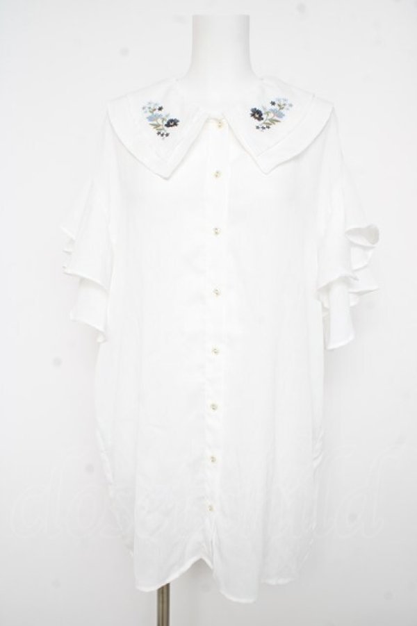 画像1: axes femme / 刺繍チュニックブラウス M 白 Y-26-02-23-064-AX-TO-SZ-ZY (1)