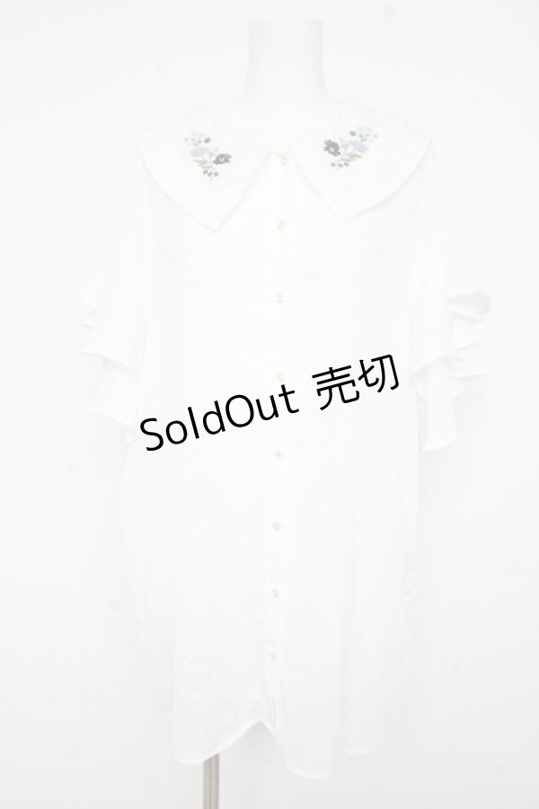 画像1: axes femme / 刺繍チュニックブラウス M 白 Y-26-02-23-064-AX-TO-SZ-ZI (1)