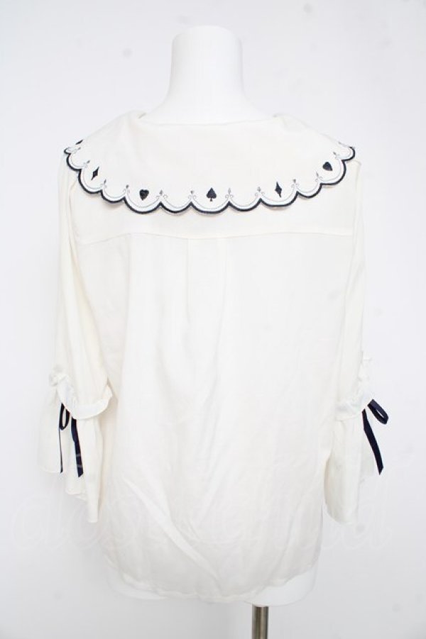 画像2: axes femme POETIQUE / トランプ刺繍ブラウス  生成り Y-26-02-23-066-AX-BL-SZ-ZY (2)