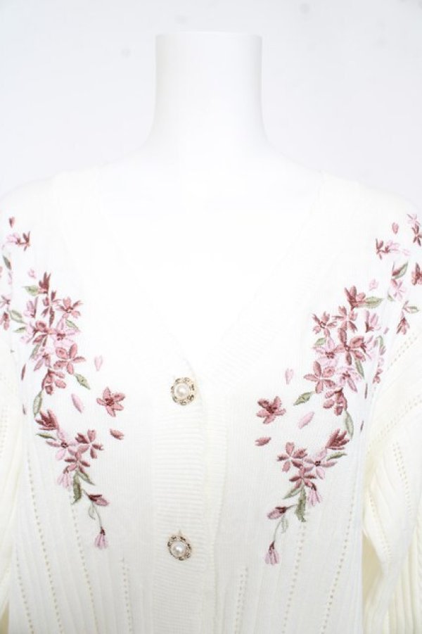 画像3: axes femme / 桜刺繍ロングニットカーデ  生成り Y-26-02-23-067-AX-TO-SZ-ZY (3)