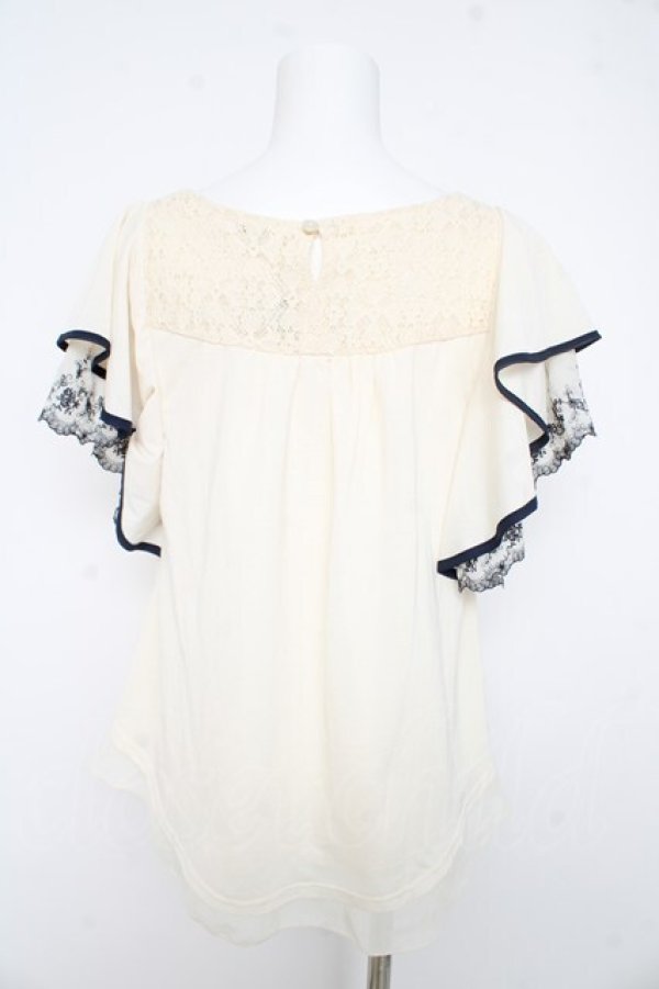 画像2: axes femme / 刺繍フレア袖トップス M キナリ Y-26-02-23-071-AX-TO-SZ-ZY (2)