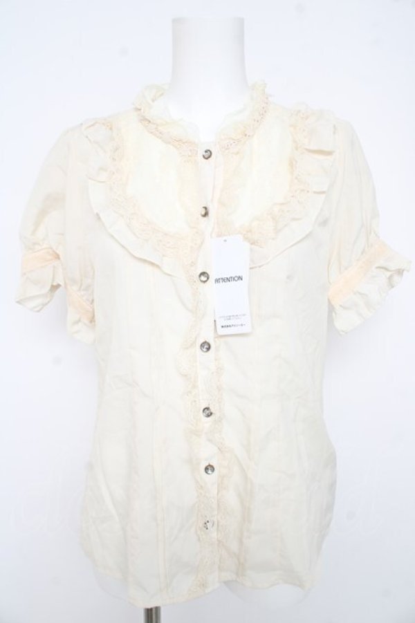 画像1: axes femme / スタンド襟レースブラウス M キナリ Y-26-02-23-072-AX-BL-SZ-ZY (1)