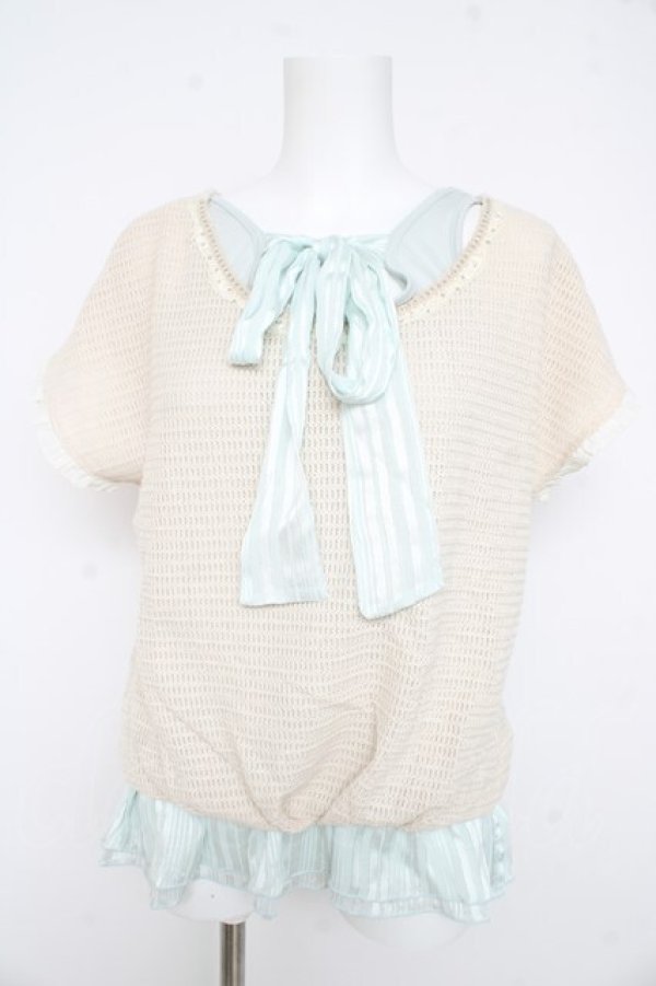 画像1: axes femme / ホルター付きアンサンブルプルオーバー Ｍ ベージュ＊サックス Y-26-02-23-073-AX-TO-IG-ZY (1)