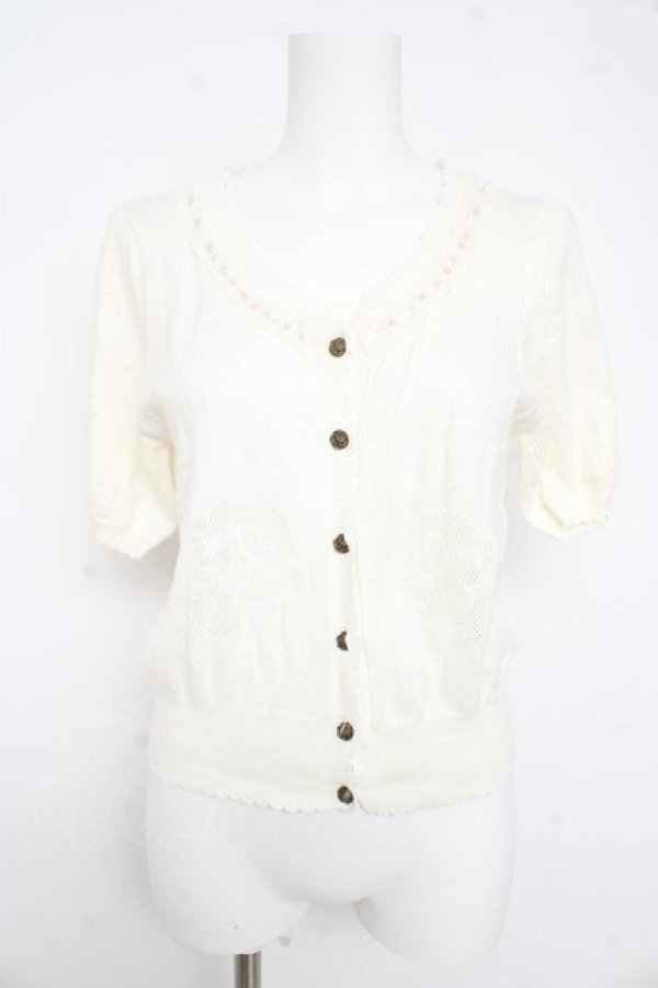 画像1: axes femme / ローズ透かしカーディガン  オフシロ Y-26-02-23-075-AX-TO-IG-ZY (1)