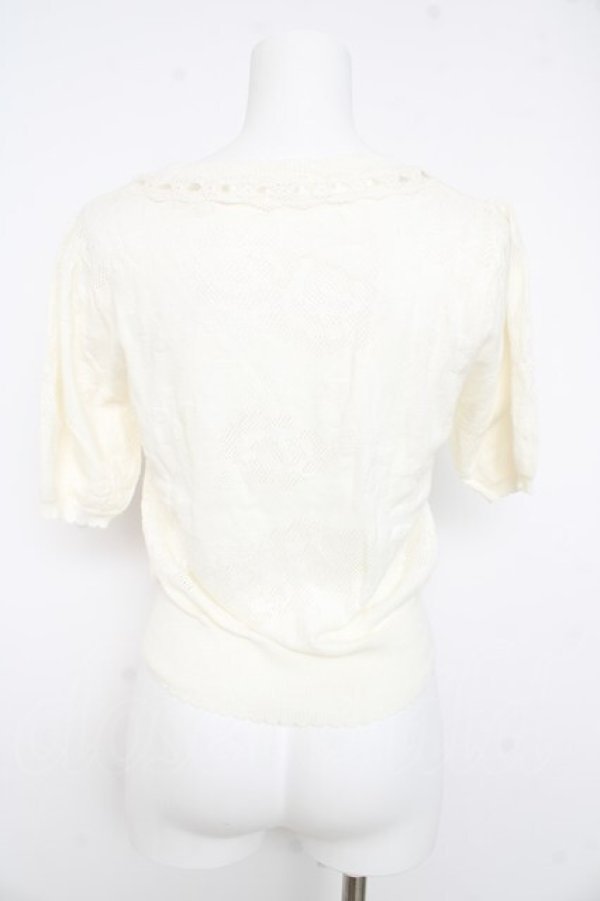 画像2: axes femme / ローズ透かしカーディガン  オフシロ Y-26-02-23-075-AX-TO-IG-ZY (2)