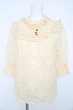 画像: axes femme / アンティーク風レーストップス F アイボリー Y-26-02-23-077-AX-TO-IG-ZY