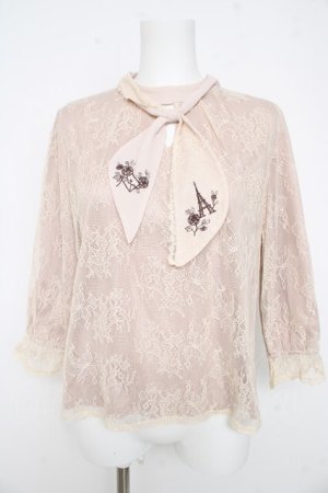 画像: axes femme / ボウタイレースプルオーバー Ｍ ベージュ Y-26-02-23-078-AX-TO-IG-ZY