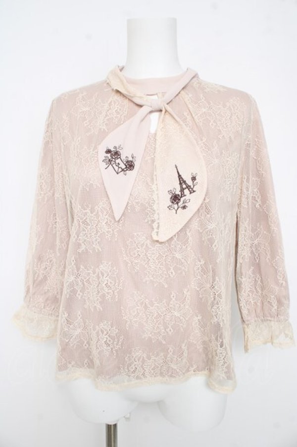 画像1: axes femme / ボウタイレースプルオーバー Ｍ ベージュ Y-26-02-23-078-AX-TO-IG-ZY (1)