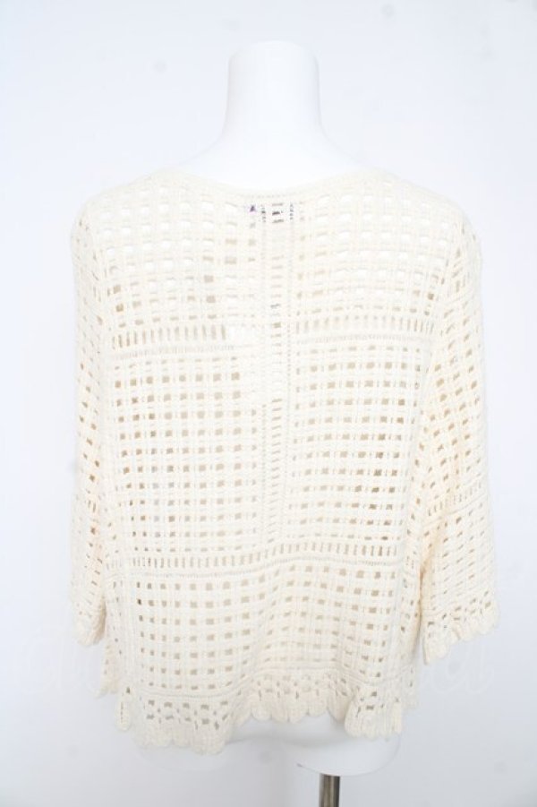 画像2: axes femme / ブロック透かしカーディガン  アイボリー Y-26-02-23-080-AX-TO-IG-ZY (2)