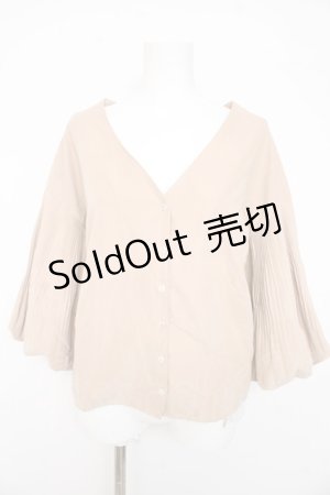 画像: axes femme / 消しプリーツボリューム袖ブラウス M ベージュ Y-26-02-23-081-AX-BL-IG-ZT495