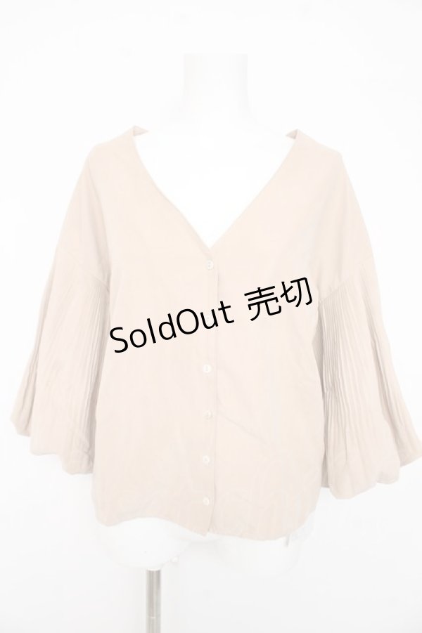 画像1: axes femme / 消しプリーツボリューム袖ブラウス M ベージュ Y-26-02-23-081-AX-BL-IG-ZT495 (1)