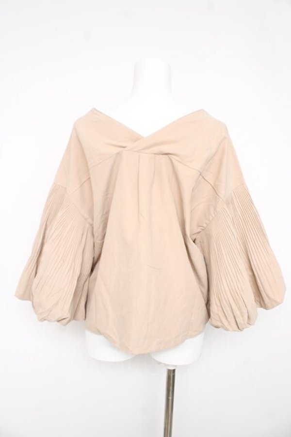 画像2: axes femme / 消しプリーツボリューム袖ブラウス M ベージュ Y-26-02-23-081-AX-BL-IG-ZY (2)