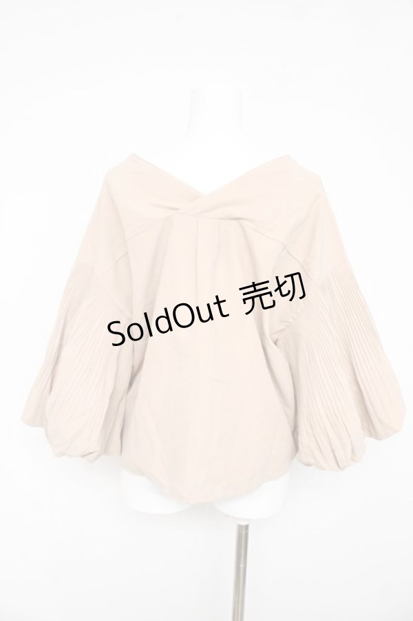 画像2: axes femme / 消しプリーツボリューム袖ブラウス M ベージュ Y-26-02-23-081-AX-BL-IG-ZT495 (2)