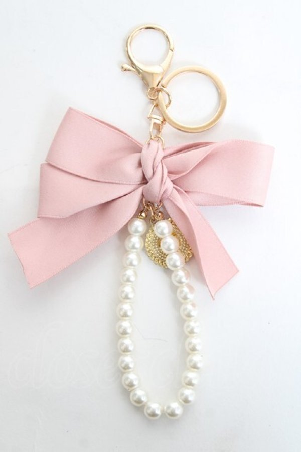 画像2: m petit by misako / パールリボンチャーム  ピンク Y-26-02-23-012-LO-ZA-SZ-ZY (2)